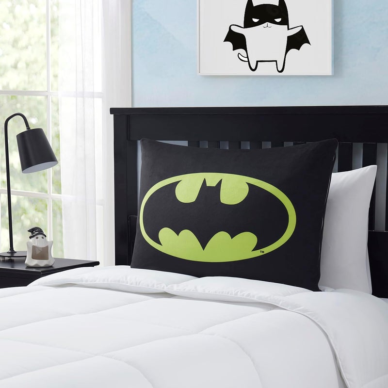 Northwest Batman Signal Bed Pillow - Cloud-Like Filled Bed Pillow for Sleeping with Removable Cover - 20" x 30" Full Size Pillow for Kids with Popular Characters - Image 2